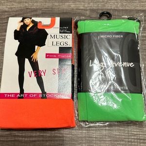 Set of tights - orange and green (leg avenue & music legs)